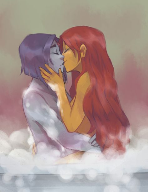 image Starfire Dc, Titans Starfire, Raven Teen Titans Go, Teen Titans Starfire, Teen Titans Raven, Titans Raven, Starfire And Raven, Star Fire, Teen Titans Fanart