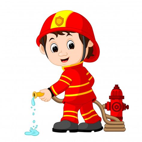 Desenho de bombeiro fofo Vetor Premium Fireman Cartoon, Fireman Cake Topper, Fireman Kids, Firefighter Clipart, Fireman Cake, Big Turtle, Preschool Activities Toddler, Shapes Preschool, Kids Vector