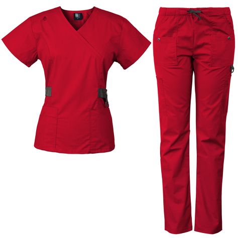 Red Scrubs Outfit, Adult Footie Pajamas, Nurse Outfit Scrubs, Red Scrubs, Medical Scrubs Outfit, Medical Fashion, Scrubs Outfit, Tapered Joggers, Scrubs Nursing