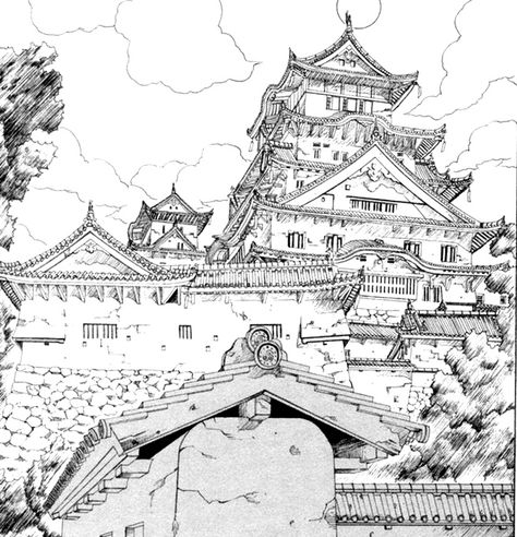 Japanese Architecture Drawings, Chinese Architecture Traditional, Traditional Japanese Architecture, China Architecture, Perspective Drawing Architecture, City Sketch, Building Sketch, Japan Architecture, Architecture Sketchbook