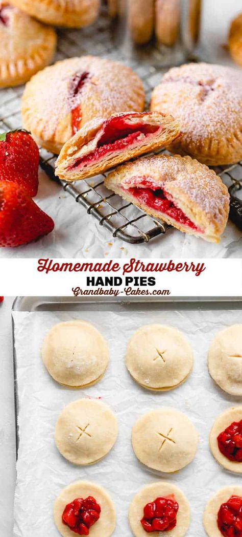 Strawberry Hand Pies, Pie Dough Recipe, Hand Pie Recipes, Easy Pie Recipes, Perfect Pies, Brown Hairstyles, Hand Pies, Pie Dough, Strawberry Desserts