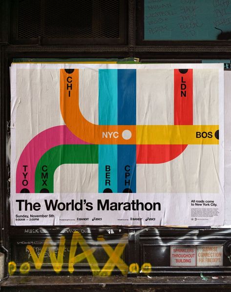 Set of Vignelli-inspired posters and stickers by @viewsourcestudio for the 2023 NYC Marathon ———————————————————— Submit your work ➡️ Link… | Instagram Marathon Design Graphics, Vintage Event Poster, Marathon Poster Design, Marathon Posters Ideas, Marathon Branding, Running Shirt Design, Career Poster, Marathon Design, Activation Booth