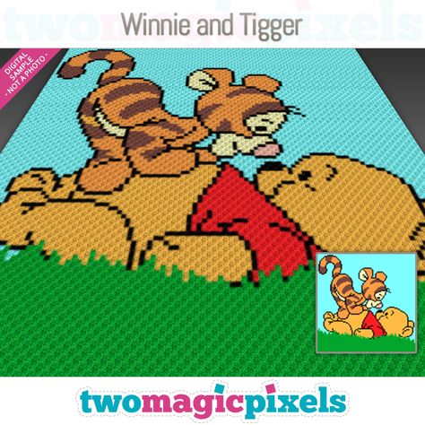 Winnie and Tigger by Two Magic Pixels Winnie And Tigger, Two Magic Pixels, Winnie The Pooh Blanket, C2c Crochet Pattern Free, Disney Crochet Patterns, C2c Crochet Blanket, Corner To Corner Crochet, Crochet Graph, Crochet Blanket Designs