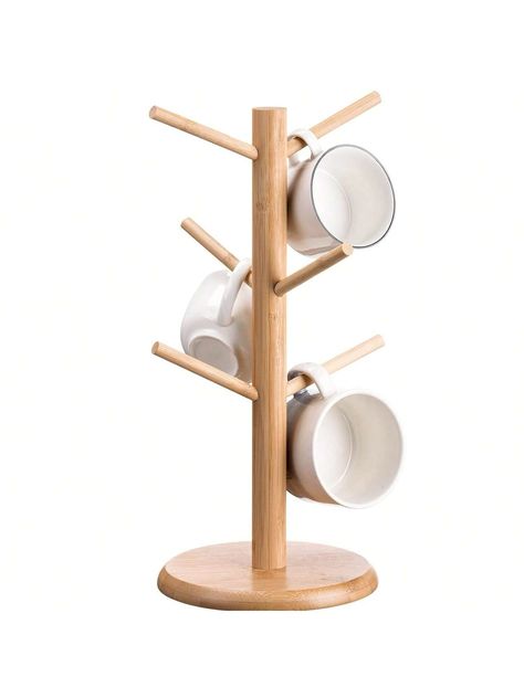 Mug Holder Tree Coffee Cup Holder With 6 Hooks Wooden Mug Tree For Counter 14 Inch Removable Mug StandsI discovered amazing products on SHEIN.com, come check them out! Coffee Mug Tree, Mug Hooks, Cup Organizer, Wooden Mug, Coffee Cup Holder, Mug Tree, Mug Holder, Rack Shelf, Water Cup