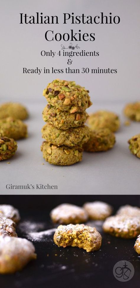 Quick and Easy Italian Pistachio Cookies Pistachio Recipes, Gluten Free Italian, Italian Cookie Recipes, Pistachio Cookies, Cookies Gluten Free, Easy Italian, Italian Cookies, حلويات صحية, Italian Desserts