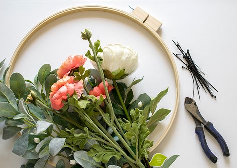 Hoop Wreaths Diy, Diy Floral Hoop, Embroidery Hoop Wreath, Hoop Wreaths, Floral Hoop Wreath, Wood Sealer, Butterflies Wreath, Blush Peonies, Spring Refresh