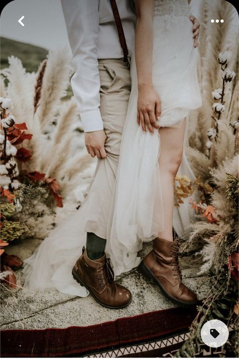 Hiking Boots With Wedding Dress, Hiking Boots Wedding Dress, Boho Wedding Boots, Hiking Elopement Outfit, Wedding Dress With Hiking Boots, Wedding Dress Hiking Boots, Wedding Hiking Boots, Hiking Wedding Dress, Hike Wedding