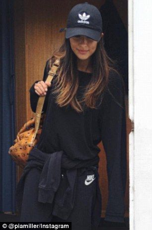 Hit the gym: Activewear has had an update! Channel Pia Miller's relaxed luxe look (left). Model wears cap ($10) black jacket ($XX) and leather bag ($129.95) all at TK Maxx Cap On Women, Black Baseball Cap Women Outfit, Women In Caps Outfit, Cap Styles For Women, Baseball Cap Gym Outfit, How To Wear Caps Women, Cap Looks For Women, Black Cap Outfits For Women, Caps Outfits For Women