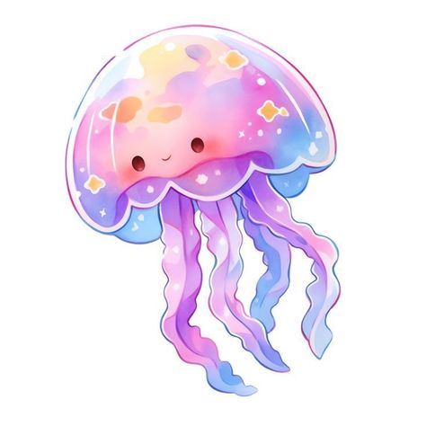 Kawaii Jellyfish, Seahorse Drawing, Jellyfish Drawing, Cute Seals, Jellyfish Tattoo, Japanese Characters, Cute Kawaii Drawings, Project Planner, Cute Animal Drawings