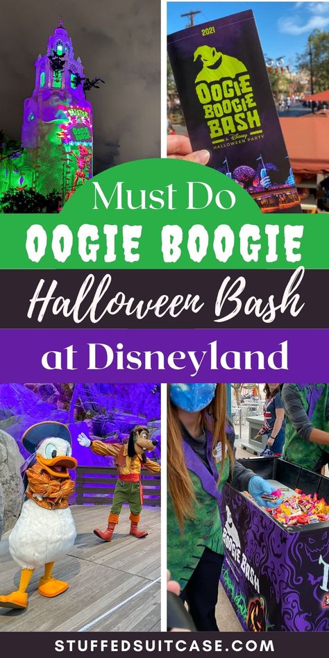 Here's a checklist of the best things to do at the Oogie Boogie Bash Halloween Party at Disneyland - including where to find villains and how much candy will you get?! Oogie Boogie Disneyland, Disneyland Oogie Boogie Bash, Disneyland Oogie Boogie Bash Costumes, Costumes For Oogie Boogie Bash, Disney Oogie Boogie Bash Outfits, Oogie Boogie Bash Costume Ideas Family, Oogie Boogie Bash Outfit, Disneyland September, Oogie Boogie Bash Costume Ideas