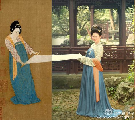 Traditional Chinese fashion in Tang dynasty style by 润熙陈 Tang Dynasty Fashion, Historical Chinese Clothing, Traditional Chinese Fashion, Hanfu Tang Dynasty, Tang Dynasty Clothing, Chinese Scroll Painting, Traditional Vietnamese Clothing, Chinese Scroll, Vietnamese Clothing