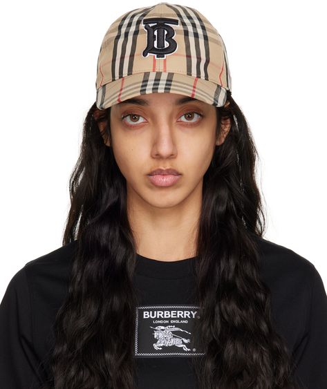 Burberry - Beige Monogram Motif Cap Burberry Outfit, Burberry London, Press Studs, Check Pattern, Curator Style, Logo Embroidered, Luxury Streetwear, Cotton Twill, Cotton Canvas