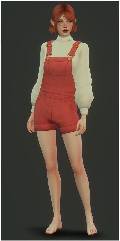 Sims 4 Romper, Sims 4 Cc Overalls, Sims 4 Overalls, Cute Overalls, Sims 4 Cas, Sims 4 Clothing, The Sims4, Sims 4 Cc, Maxis Match