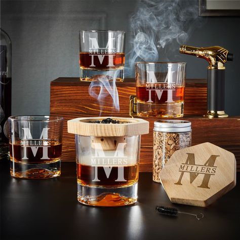 Whiskey Smoker, Cocktail Smoker, Smoked Cocktails, Torch Wood, Bourbon Tasting, Whiskey Lover Gifts, Custom Glasses, Custom Cocktails, Personalized Whiskey