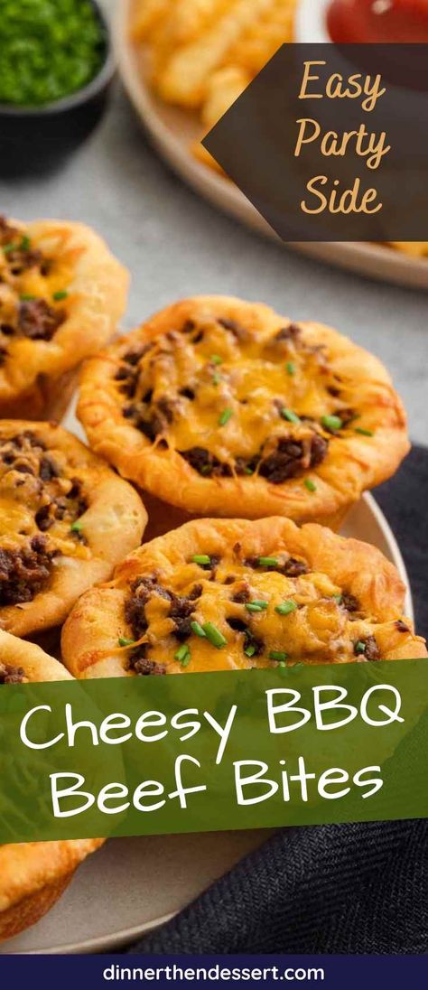 Cheesy BBQ Beef Bites are easy flaky biscuit cups with BBQ sauce and cheese made in 30 minutes with just 4 ingredients! Try them today! Bbq Biscuit Cups, Bbq Beef Bites, Beef Bites, Cheese Cups, Biscuit Cups, Flaky Biscuits, Roasted Cabbage, Dessert Cookbooks, Pot Roast Slow Cooker