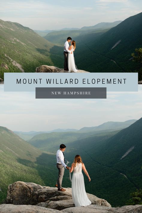 new hampshire adventure elopement in the white mountains at mount willard. new england elopement photographer - adventure elopement in the mountins. weddings with a mountin view New Hampshire Elopement, New Hampshire Wedding, Adventure Wedding Photography, Elephant Rock, Mountain Top Wedding, Mountain Engagement Photos, National Park Wedding, Mountain Engagement, Mountain Elopement