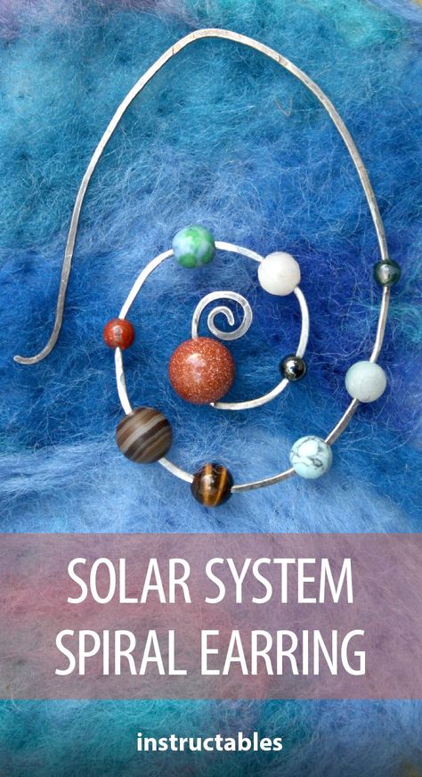 Solar System Jewelry, Diy Solar System, Planet Jewelry, Ear Art, Metal Clay Jewelry, The Solar System, Make Your Own Jewelry, Spiral Earrings, Our Solar System