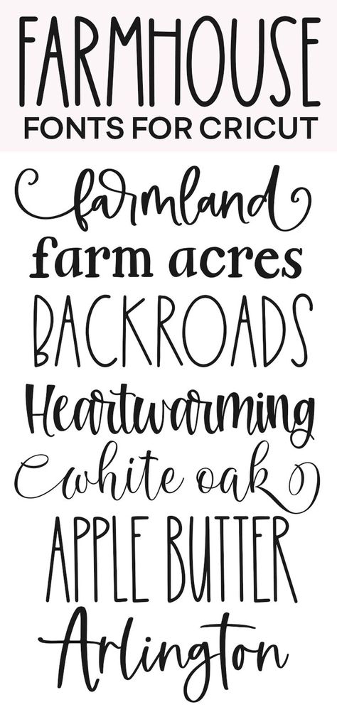 Farmhouse Fonts Cricut, Make And Sell With Cricut, Printable Fonts Free Templates, Cricket Projects Craft Ideas, Fun Cricut Projects, Cool Lettering Fonts, Fonts For Logos, Farmhouse Fonts, Top Free Fonts