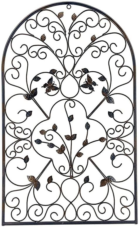 AmazonSmile: Bellaa 23196 Spanish Architectural Pattern Metal Wall Art Garden Plaque Butterfly 31 inch (Brown, Large): Everything Else Spanish Wall Decor, Wrought Iron Accessories, Seahorse Wall Art, Metal Butterfly Wall Art, Architectural Pattern, Spanish Decor, Garden Plaques, Wall Decor Metal, Antique Stone