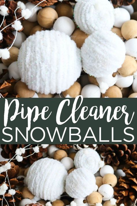 Diy Snowballs, Fake Snowballs, Winter Diy Crafts, Make Craft, Christmas Decorations Diy Crafts, Holiday Crafts Diy, Winter Decorations Diy, Pipe Cleaner Crafts, Pipe Cleaners