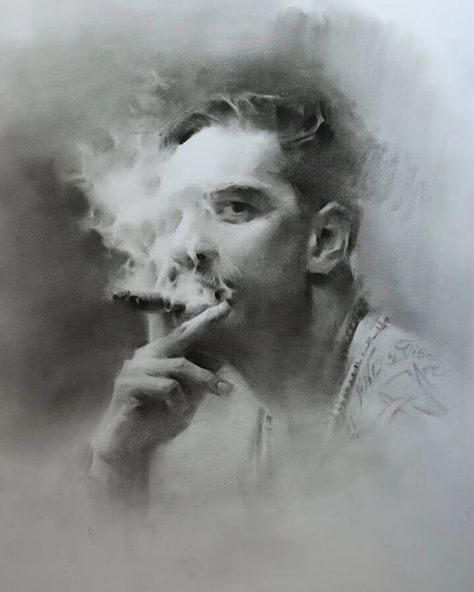 A cloud of smoke by huihuabiji Charcoal Artists, Art Charcoals, Charcoal Paint, Conceptual Drawing, Graphite Art, Portraiture Art, In Her Studio, Art Charcoal, Human Anatomy Drawing