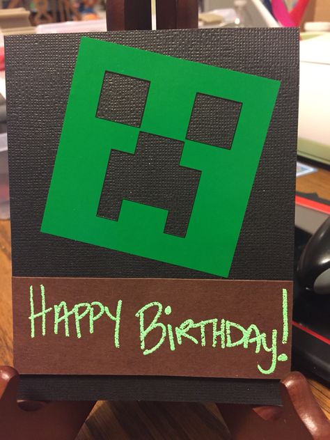 Minecraft Birthday Card Ideas, Minecraft Birthday Cards Handmade, Minecraft Cards Handmade, Minecraft Birthday Card Diy, Minecraft Cards Birthday, Minecraft Card, Minecraft Cards, Minecraft Birthday Card, 7 Birthday