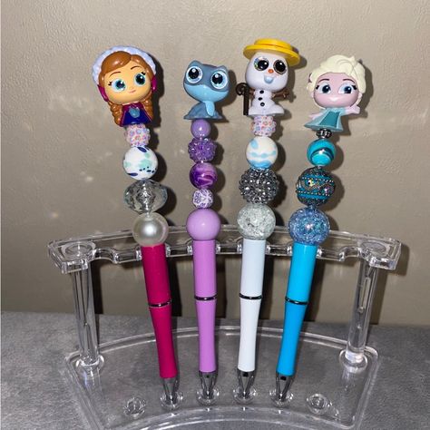 Price Is Firm Due To Supply Cost Doorable Disney Frozen Beaded Pen 4 Piece Set. Handmade. Features Anna, Elsa, Olaf, And Bruni. From Smoke Free Home Will Come Packaged With Care. These Pens Are Super Cute And Unique. They Are Perfect To Keep On Your Office Desk Or To Pair With Your Favorite Character Loungefly, Dooney And Bourke, Harvey’s Bioworld, Etc. Disney Pens, Disney Doorables, Beaded Projects, Elsa Olaf, Beaded Pens, Anna Elsa, Dooney And Bourke, Dooney & Bourke, Disney Frozen