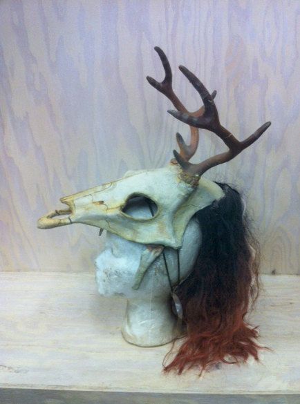 vegan skull headdress from Etsy Deer Skull Helmet, Animal Skull Headdress, Deer Skull Headdress, Skull Head Piece, Animal Skull Mask, Halloween Headdress, Skull Headdress, Skull Helmet, The Mask Costume