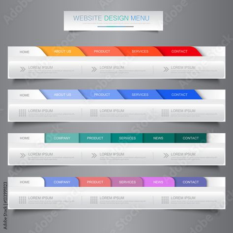 Stock Image: Web site design menu navigation elements with icons set: Navigat Website Menu Design, Website Menu, Web Site Design, Mobile App Design Inspiration, Website Graphics, Ppt Design, App Design Inspiration, Wireframe Kit, Mobile App Design