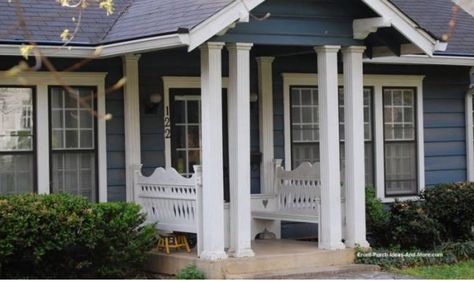 Front Porch Post Ideas, Columns Front Porch, Porch Post Ideas, Front Porch Pillars, Columns Design, Front Porch Posts, Porch Pillars, Front Porch Bench, Front Porch Columns