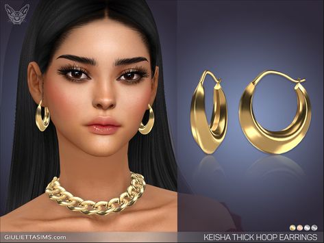 Sims 4 Hoops Cc, Sims 4 Mac, Sims 4 Hair Male, Sims 4 Piercings, Sims 4 Studio, Mod Jewelry, Pelo Sims, Sims 4 Cc Skin, Thick Hoop Earrings