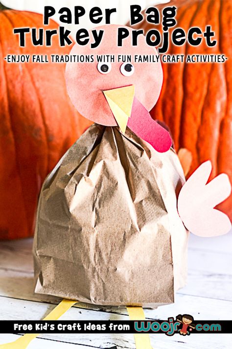 Paper Bag Turkey Craft | Woo! Jr. Kids Activities Crafts With Paper Bags, Paper Bag Turkey Craft, Turkey Paper Bag, Paper Bag Turkey, Crafts With Paper, Turkey Activity, How To Make A Paper Bag, Slow Cooker Turkey Breast, Turkey Decor