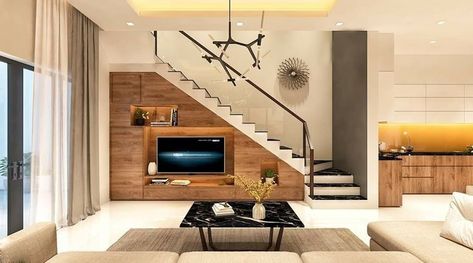 Led Tv Panel Design Under Stairs, Tv Under Stairs Living Room, Tv Under Stairs, Design Under Stairs Ideas, Under Stairs Closet Organization, Stairs Tv Unit, Under Stairs Tv Unit, Design Under Stairs, Under Stairs Closet