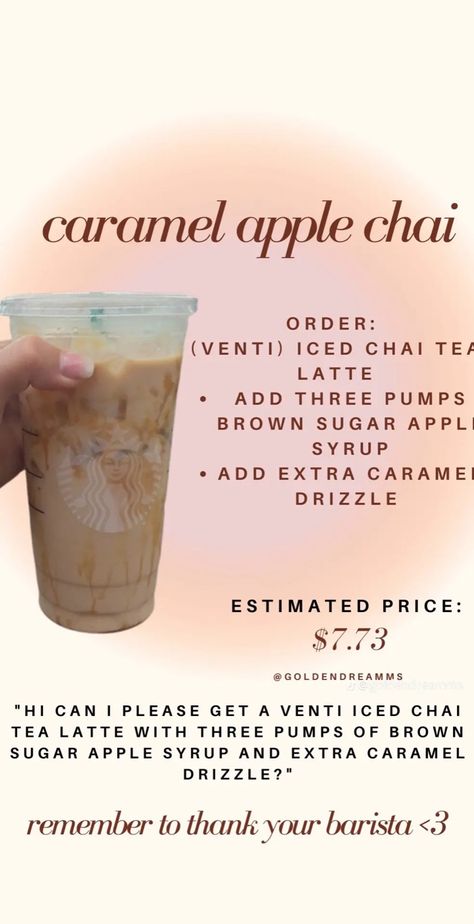 Random Starbucks Drinks, Starbies Drinks, Starbucks Ideas, Starbucks Drink Menu, Starbucks Fall Drinks, Iced Chai Tea Latte, Cold Starbucks Drinks, Starbucks Orders, Starbucks Order