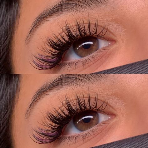 Burgundy Lash Extensions, Eyelash Extensions With Purple, Wet Mascara Lash Extensions Look, Lash Extensions With Purple, Las Extensions, Wet Mascara Lash Extensions, Purple Eyelash Extensions, Purple Lash Extensions, Lashes With Purple