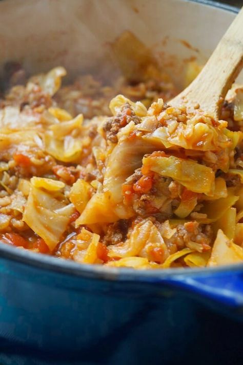 Unstuffed Cabbage Rolls Recipe | Healthy Dinner Cabbage Recipe Pressure Cooker Cabbage Rolls, One Pot Unstuffed Cabbage Rolls, Dinner With Cabbage Meals, Unstuffed Cabbage Rolls Casserole, Undone Cabbage Rolls, Layered Cabbage Roll Casserole, Unrolled Cabbage Rolls, Lazy Stuffed Cabbage, Healthy Cabbage Salad