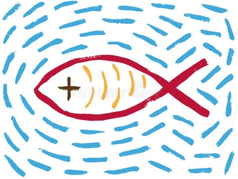 Fish Christian religious symbol stock illustration Bible Symbols, Jesus Fish Symbol, Christian Fish Symbol, Fish Symbol, Vector Typography, Lino Printing, Christian Symbols, Religious Symbols, Lino Print