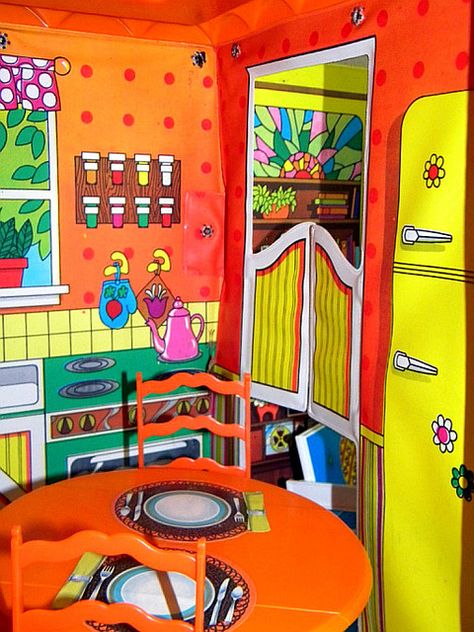 Vintage 1969 Barbie Country Living Home & Furniture3 | Flickr - Photo Sharing! Orange Roof, Mod Barbie, Play Barbie, Vintage 1973, Childhood Memories 70s, Yellow Doors, Barbie Doll House, Nostalgic Toys, My Childhood Memories