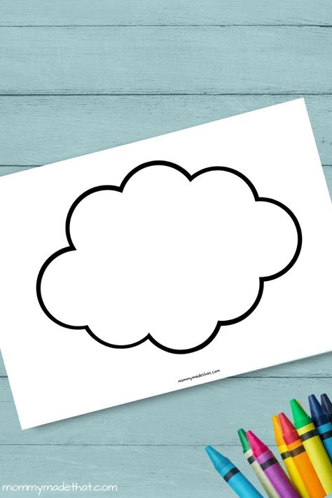 Rain Cloud Template Free Printable, Preschool Cloud Crafts, Cloud And Rainbow Craft, Cloud Stencil Template Free Printable, Cloud Pattern Printable, Printable Clouds Free, Rain Cloud Craft Preschool, Free Printable Cloud Template, Free Cloud Printable