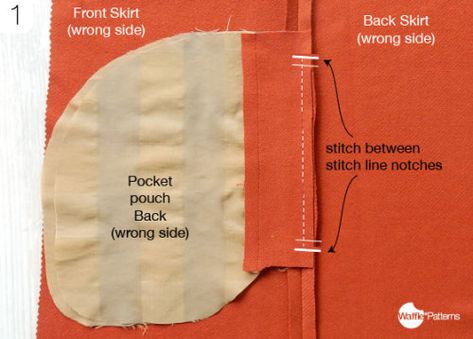 Waffle Patterns // sewing patterns for ladies — Free Seam Pocket sewing pattern and Tutorial Here... Pocket Sewing Pattern, Pocket Sewing, Pocket Tutorial, Side Seam Pocket, Sewing Pockets, Sewing Seams, Hand Sewing Projects, Patterns Sewing, Stitch Lines