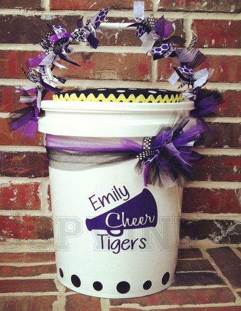 Hey, I found this really awesome Etsy listing at http://www.etsy.com/listing/156646471/personalized-cheer-cheerleader-team-high Cheerleading Crafts, Cheer Buckets, Cheer Squad Gifts, School Football Game, Youth Cheer, Dance Team Gifts, Cheer Spirit, Cheer Practice, High School Baseball