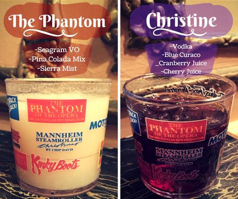 Enjoy the classic musical, Phantom of the Opera, in a glass! Phantom Of The Opera Themed Cocktails, Phantom Of The Opera Cocktails, Phantom Of The Opera Party Food, Phantom Of The Opera Food Ideas, Opera Night, Fruity Cocktail Recipes, Opera Wedding, Barbie Nutcracker, Fruity Cocktail