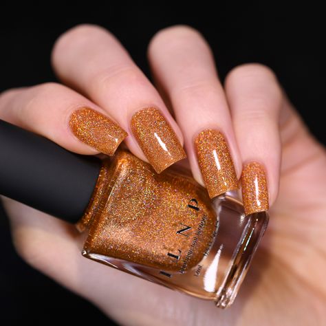 Lively Burnt Orange Ultra Holo™ Nail Polish Holo Nail Polish, Ilnp Nail Polish, Holographic Nail Polish, Nail Polish Art, Glam And Glitter, Pagan Jewelry, Golden Glow, Holographic Nails, Cool Nail Designs