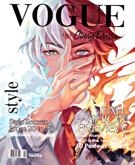 #anime #todoroki #bnha #vogue #wallpapers Anime Vogue Cover, Anime Vogue, Anime Covers, Cover Vogue, Anime Char, Manga Magazine, Anime Magazine, Anime English, Vogue Covers