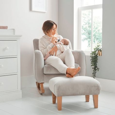 Mamas & Papas on Instagram: “⭐ One chair endless possibilities  The Hilston chair and stool can be used for nursing, feeding baby or the most awaited moments of the day…” Nursery Inspiration Neutral, Nursery Makeover, Baby Rocking Chair, Baby Nursery Inspiration, Feeding Baby, Nursing Chair, Industrial Building, Nursery Room Design