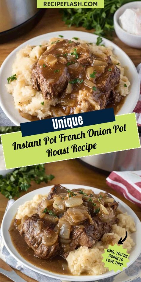 Need a delicious, hassle-free meal for your busy week? This Instant Pot French Onion Pot Roast Recipe offers a rich and satisfying experience in a fraction of the time! It’s a must-try for any Instapot enthusiast. Save this recipe for your next culinary adventure! French Onion Roast Instant Pot, French Onion Pot Roast Instant Pot, Make Ahead Instant Pot Meals, Eye Roast Instant Pot, Beef Arm Roast Recipes Instant Pot, Instant Pot Sirloin Tip Roast, Instantpot Roast, Instapot Chuck Roast Recipes, Pot Roast Instant Pot Recipes