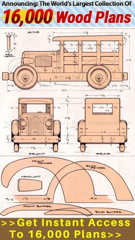 Explore the endless possibilities of woodworking with our collection of plans and ideas. From small accessories to large furniture pieces, the options are limitless.#WoodworkingPlans #WoodBenchPlans #BuildingPlansFurniture #WoodworkingProjects #WoodworkingIdeas Wooden Toy Car Plans Patterns, Wooden Trucks, Toy Storage Shelves, Woodworking Projects Gifts, Wooden Cars, Woodworking Lamp, Diy Toy Storage, Wooden Toy Trucks, Woodworking Tools Storage