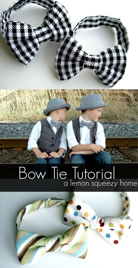 Bow Tie Tutorial {a lemon squeezy home} Bow Tie Tutorial, Floor Printable, Tie Tutorial, Boy Sewing, Nice Dinner, Boy Diy, Sew Ins, Trendy Sewing, Tie Pattern