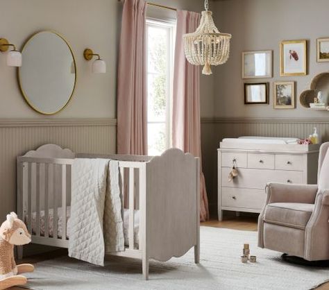 Girl Nursery Ideas & Baby Girl Room Ideas | Pottery Barn Kids Nursery Rocker, Crib Nursery, Kids Bathroom Accessories, Chic Nursery, Playroom Rug, Convertible Crib, Kids Room Rug, Kids Bathroom, Woodland Nursery