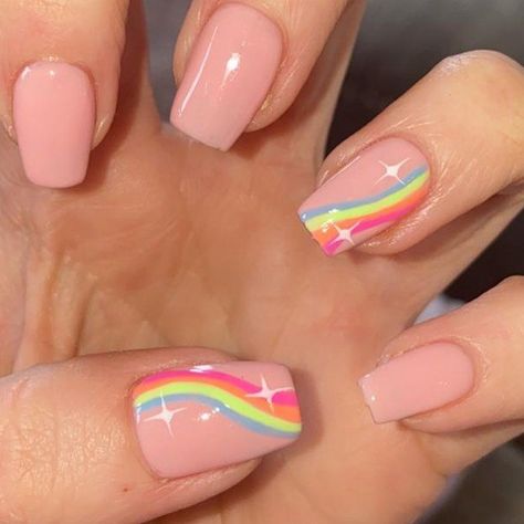 Rainbow Nail Art Designs, Summer Nails Coffin, Fruit Nail, Nail 2023, Rainbow Nails Design, Rainbow Nail Art, Rainbow Nail, Fruit Nail Art, Summer Acrylic